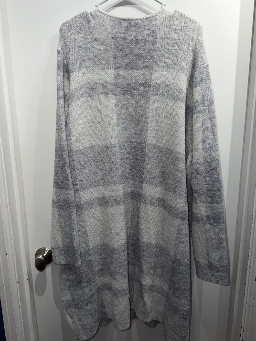 EVRI Women's Sparkly Gray Open-Front Draped Cardigan - Picture 4 of 4
